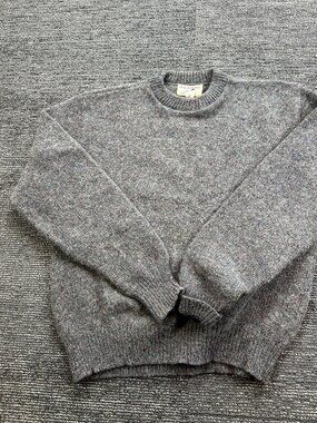 Winona Knits Vintage Mens XL Gray 100% Wool Crewneck Sweater Made in USA